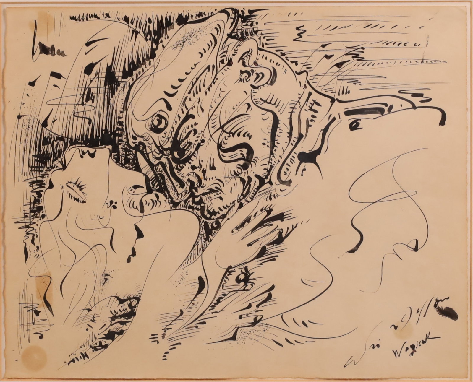 ANDRE' MASSON: WOYSCEK China on paper Signature and title lower right 1963 Work authenticated on photographComité de André Masson, Paris le 5 Mars 1995. Diego Masson Private collection, Milan