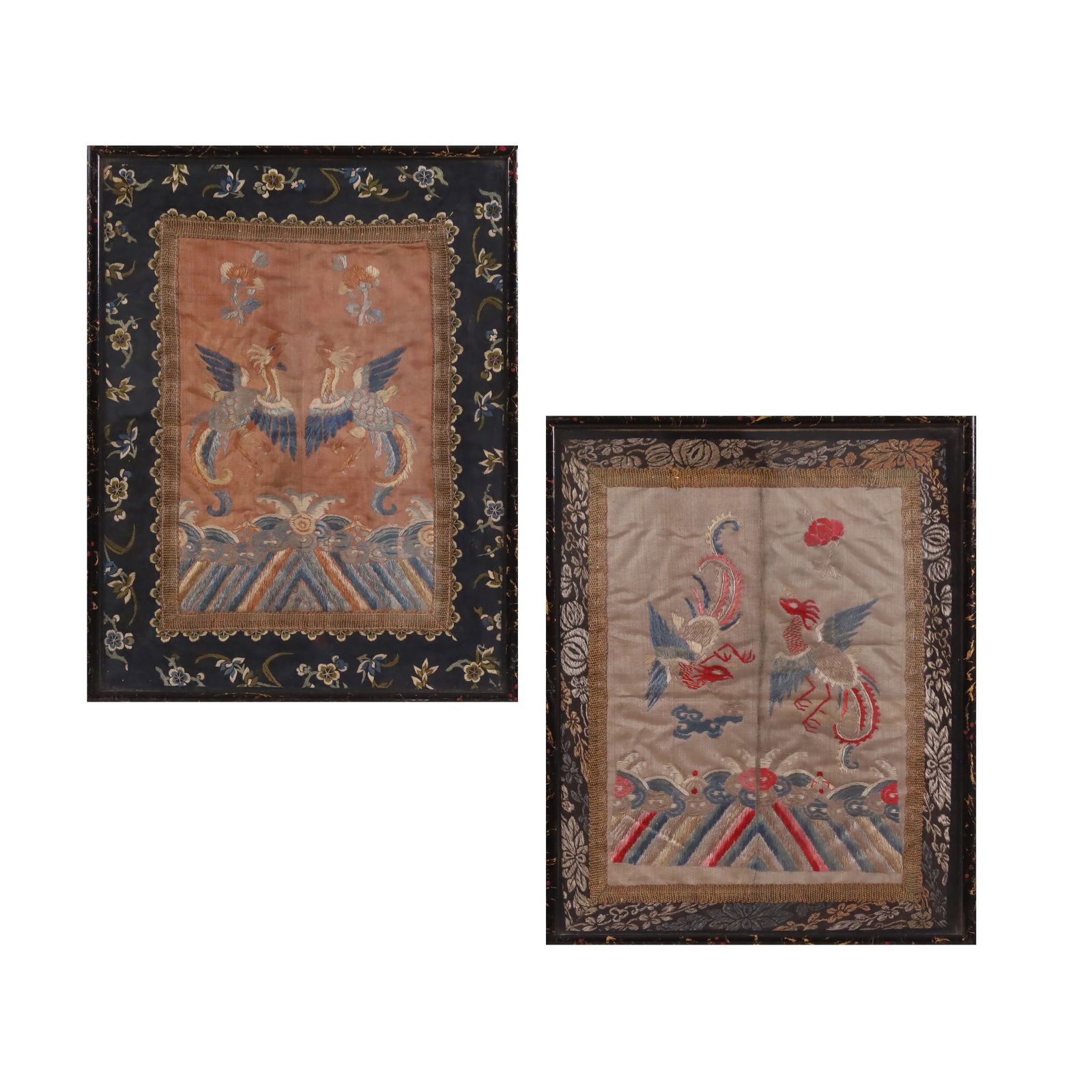 Lot of two antique embroidered canvases (1 of 1)