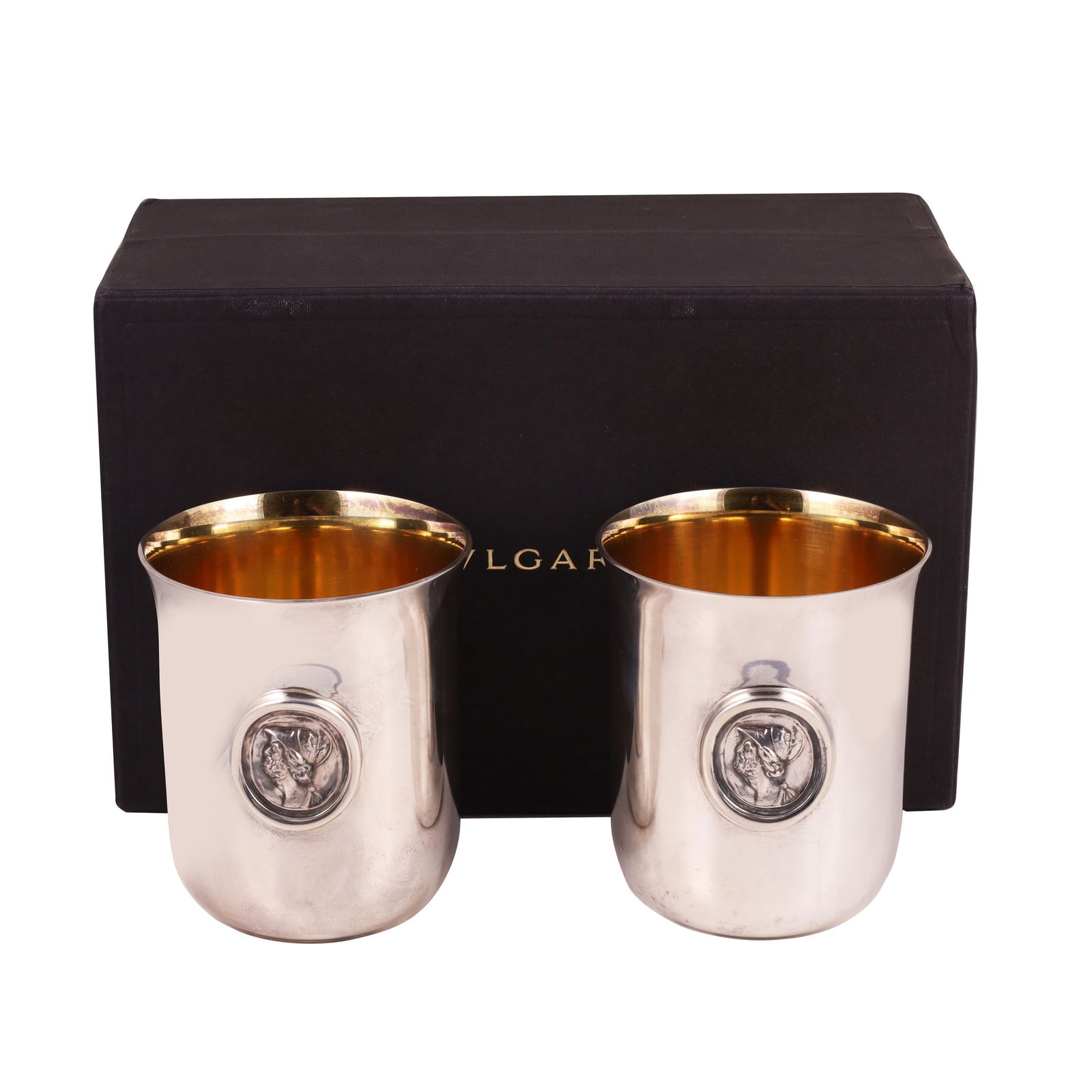 SET OF TWO 925 SILVER TUMBLERS, BY BULGARI (1 of 1)