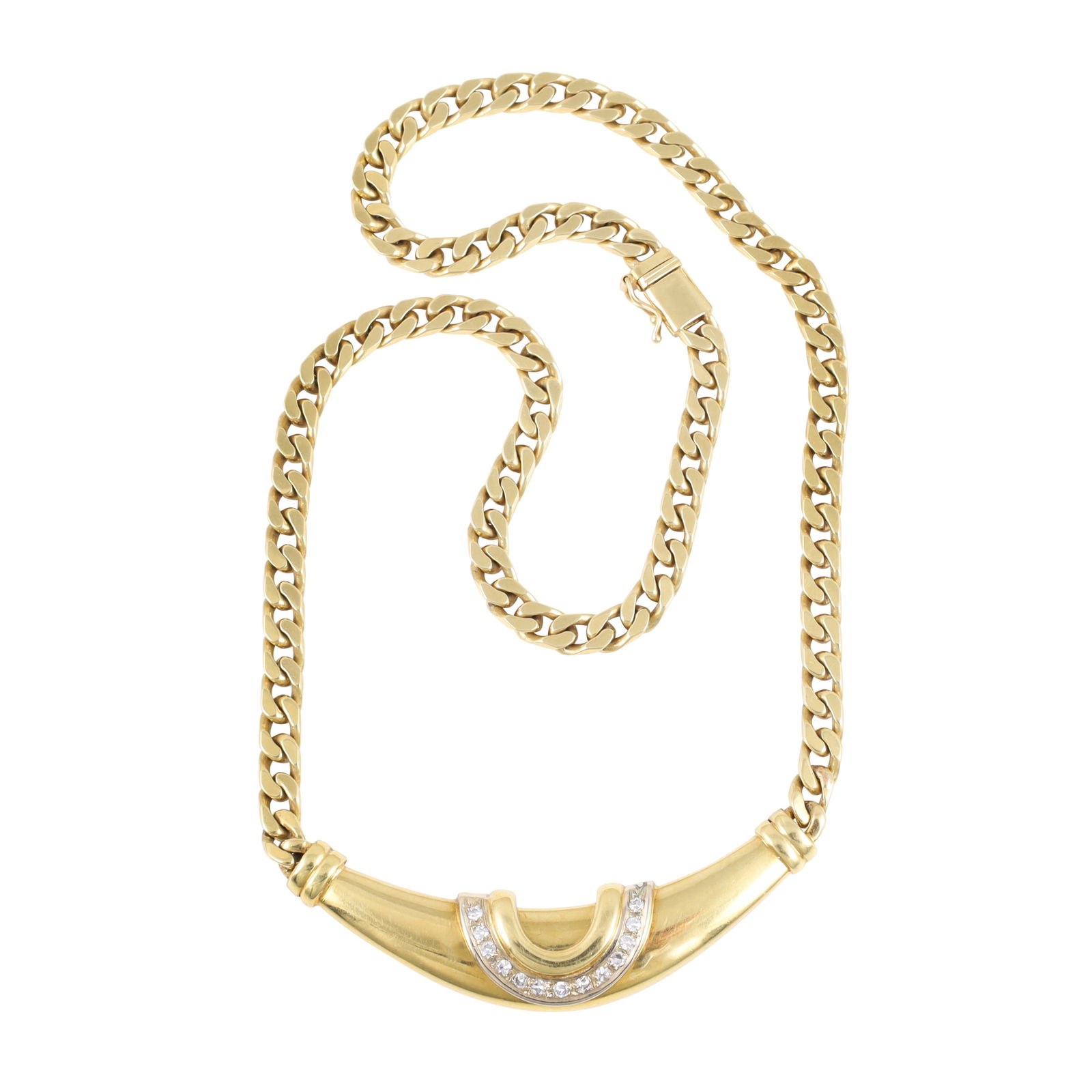 18KT GOLD NECKLACE WITH DIAMONDS, BY A. CHIMENTO: Total weight gr. 51,7 Length 43 cm Signed: A. Chimento