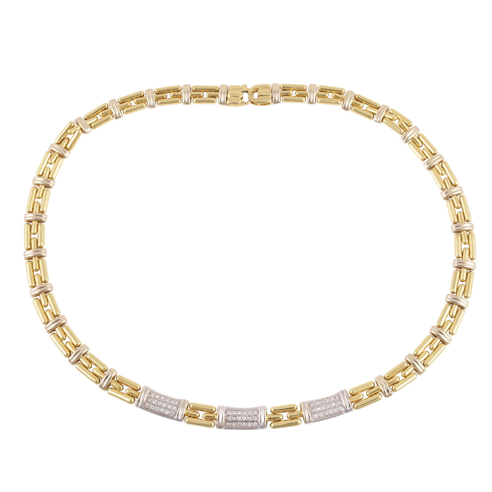 18KT GOLD NECKLACE SET WITH DIAMONDS: Total weight gr. 51,4 Total diamonds weight approx. 0,80 ct Length approx. 42 cm Signed: Chimento