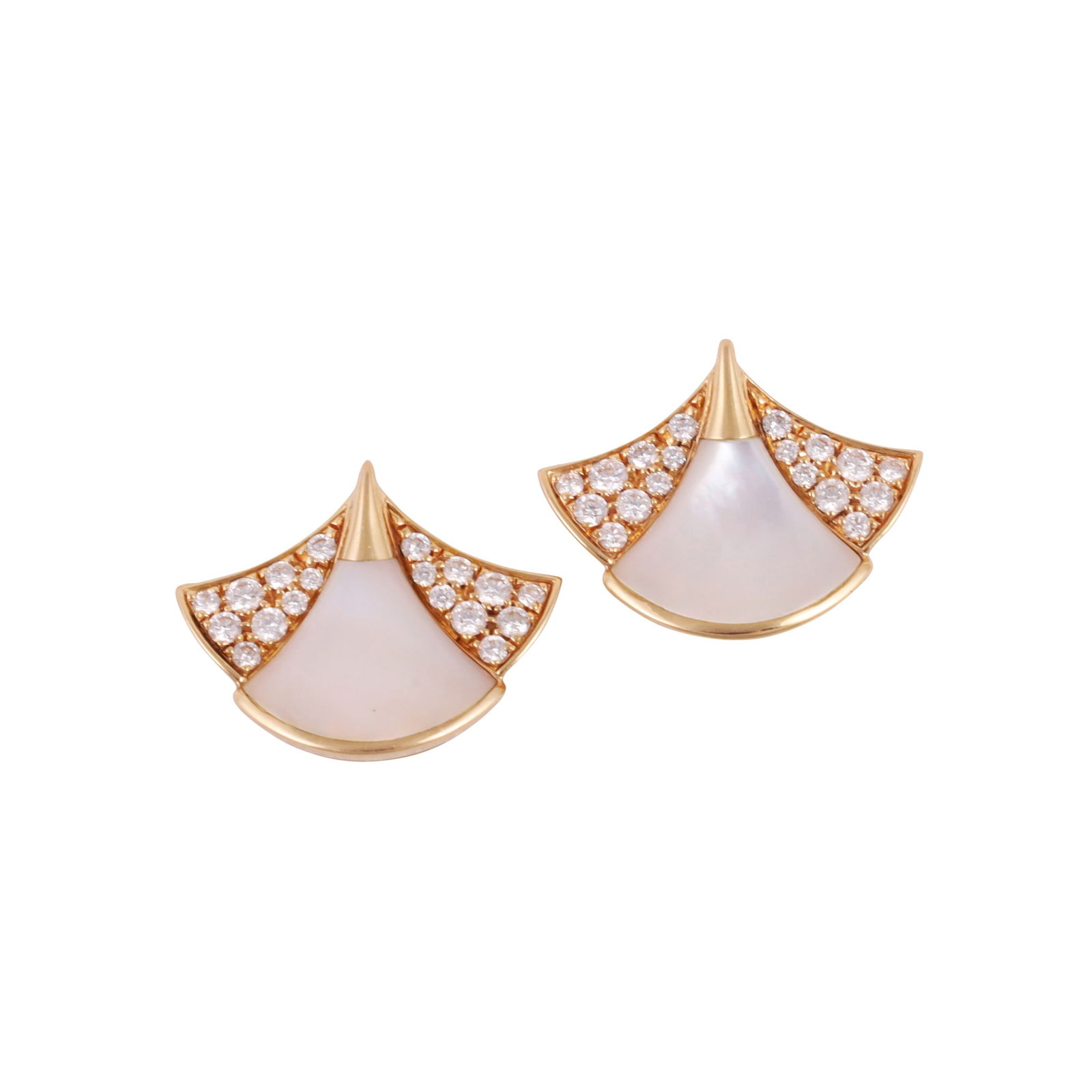 18KT GOLD EARRINGS WITH MOTHER OF PEARL AND DIAMONDS, BY BULGARI 'Divas' Dream' (1 of 1)