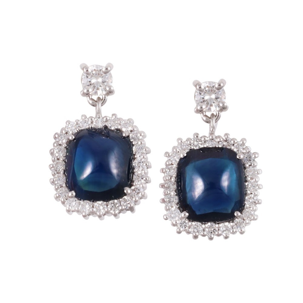 18KT GOLD EARRINGS SET WITH SAPPHIRE AND DIAMONDS (1 of 1)