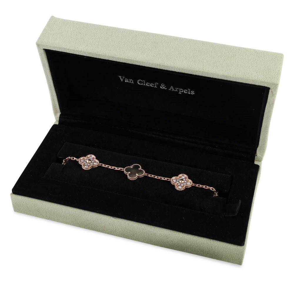 18KT PINK GOLD BRACELET SET WITH DIAMONDS AND MOTHER-OF-PEARLS, BY VAN CLEEF & ARPELS 'Alhambra' (1 of 1)