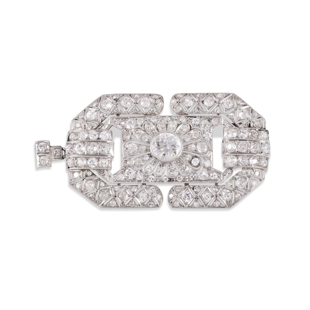 PLATINUM CONVERTIBLE BROOCH-PENDANT SET WITH DIAMONDS (1 of 1)