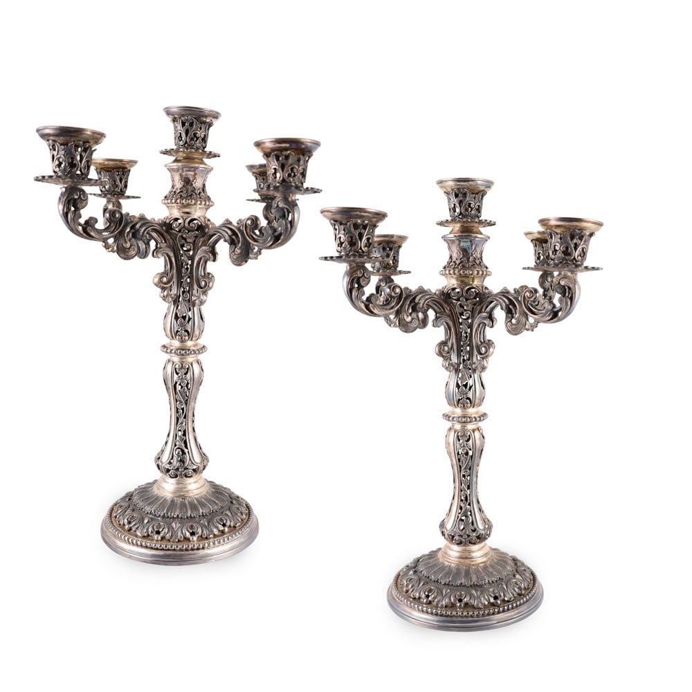 A PAIR OF 800 SILVER CANDELABRA (1 of 1)