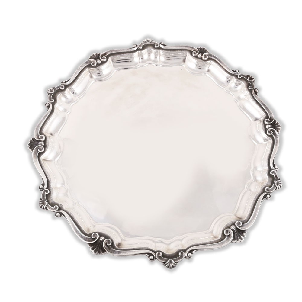 800 SILVER TRAY: Total weight approx. gr. 990 Diameter approx. 34 c Hallmark 1 AL (A. Cesa & C. - Alessandria)