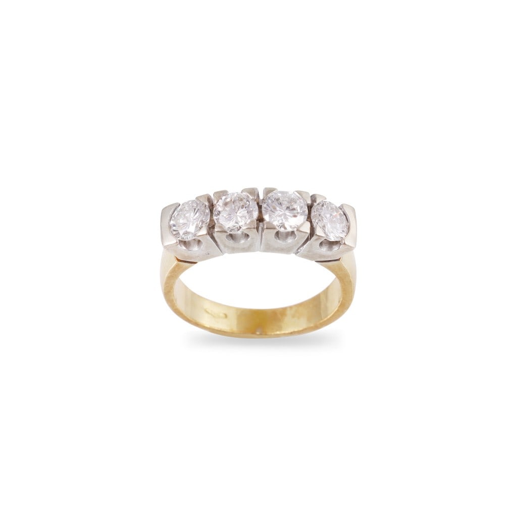 18KT GOLD RING WITH DIAMONDS: Total weight gr. 6,6 Total diamonds weight approx. 1,30 ct Size 12 (IT)