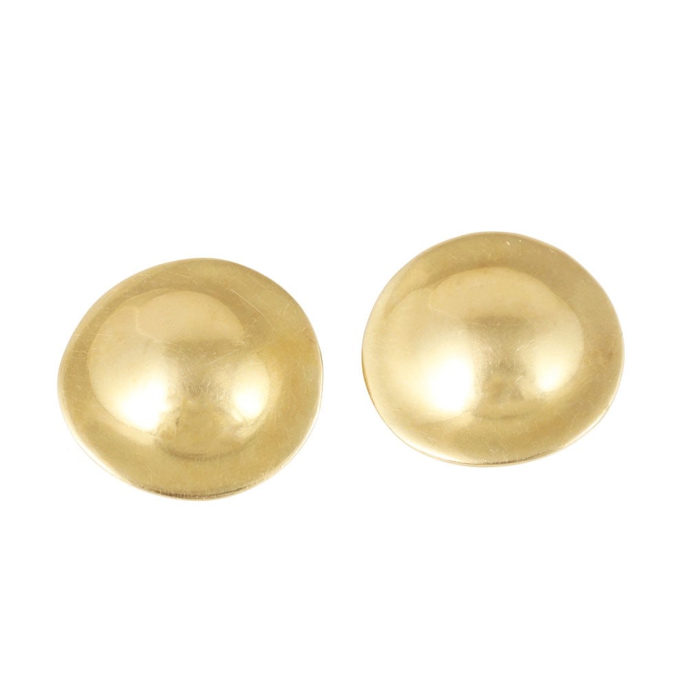 18KT GOLD CLIP-ON EARRINGS, BY POMELLATO: Total weight gr. 18,9 Diameter approx. 2,6 cm Signed Pomellato