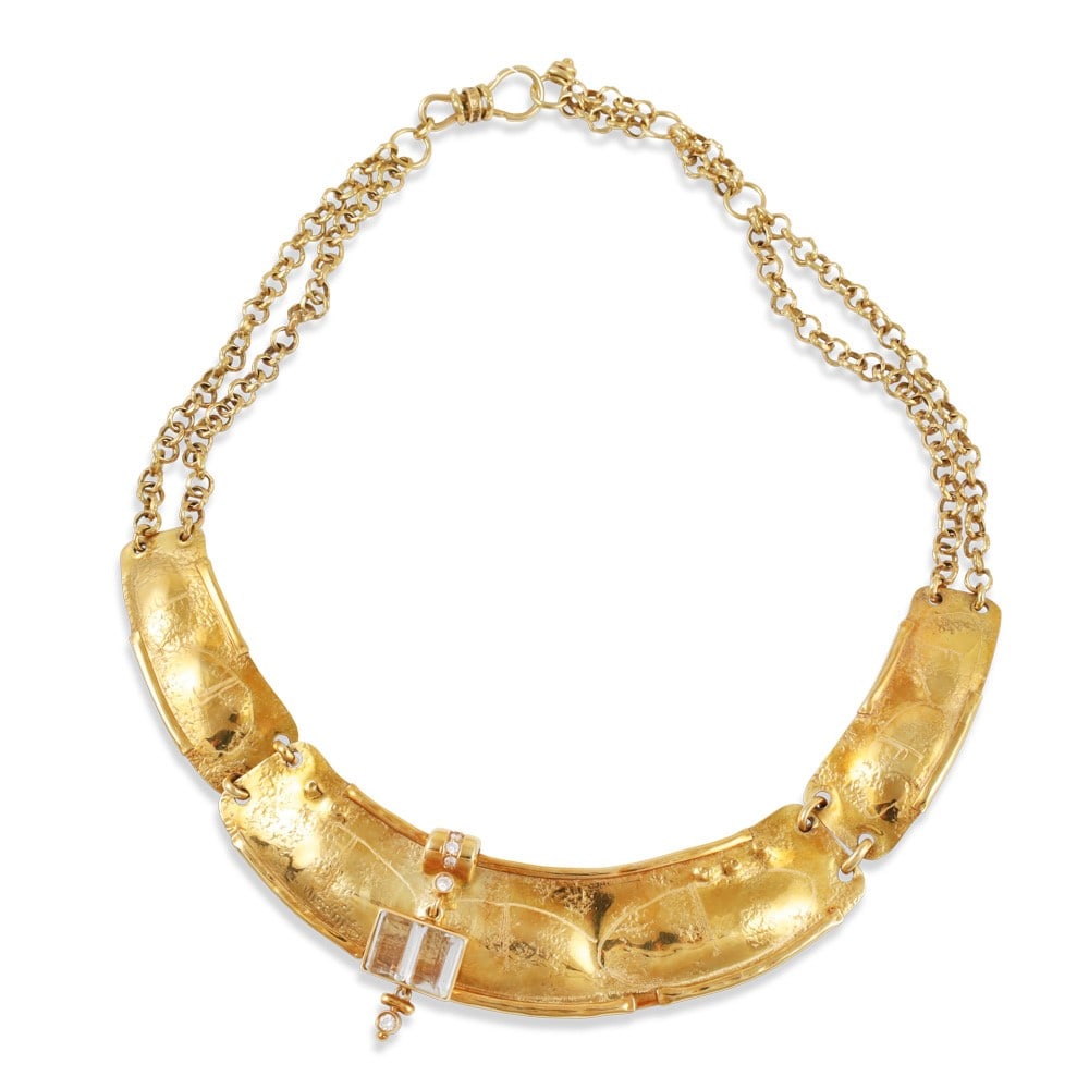 18KT GOLD NECKLACE SET WITH AQUAMARINE AND DIAMONDS, BY MISANI (1 of 1)