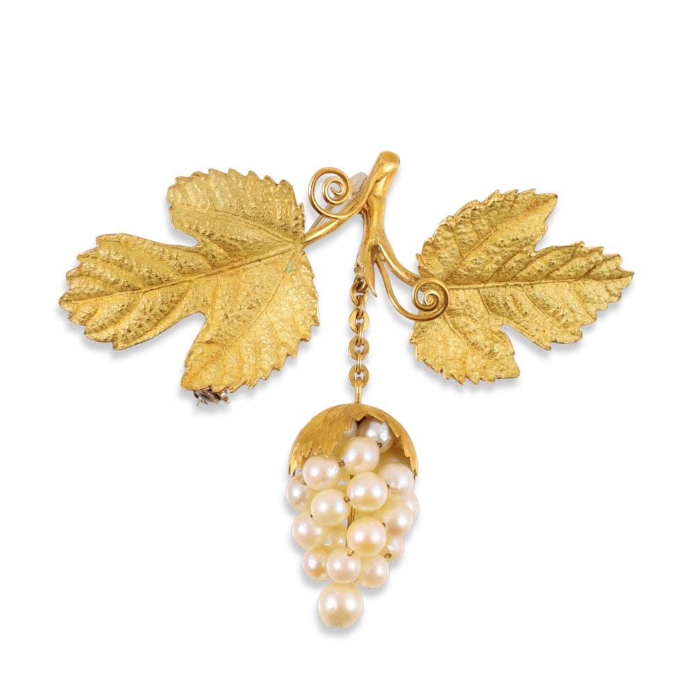18KT GOLD BROOCH SET WITH CULTURED PEARLS (1 of 1)