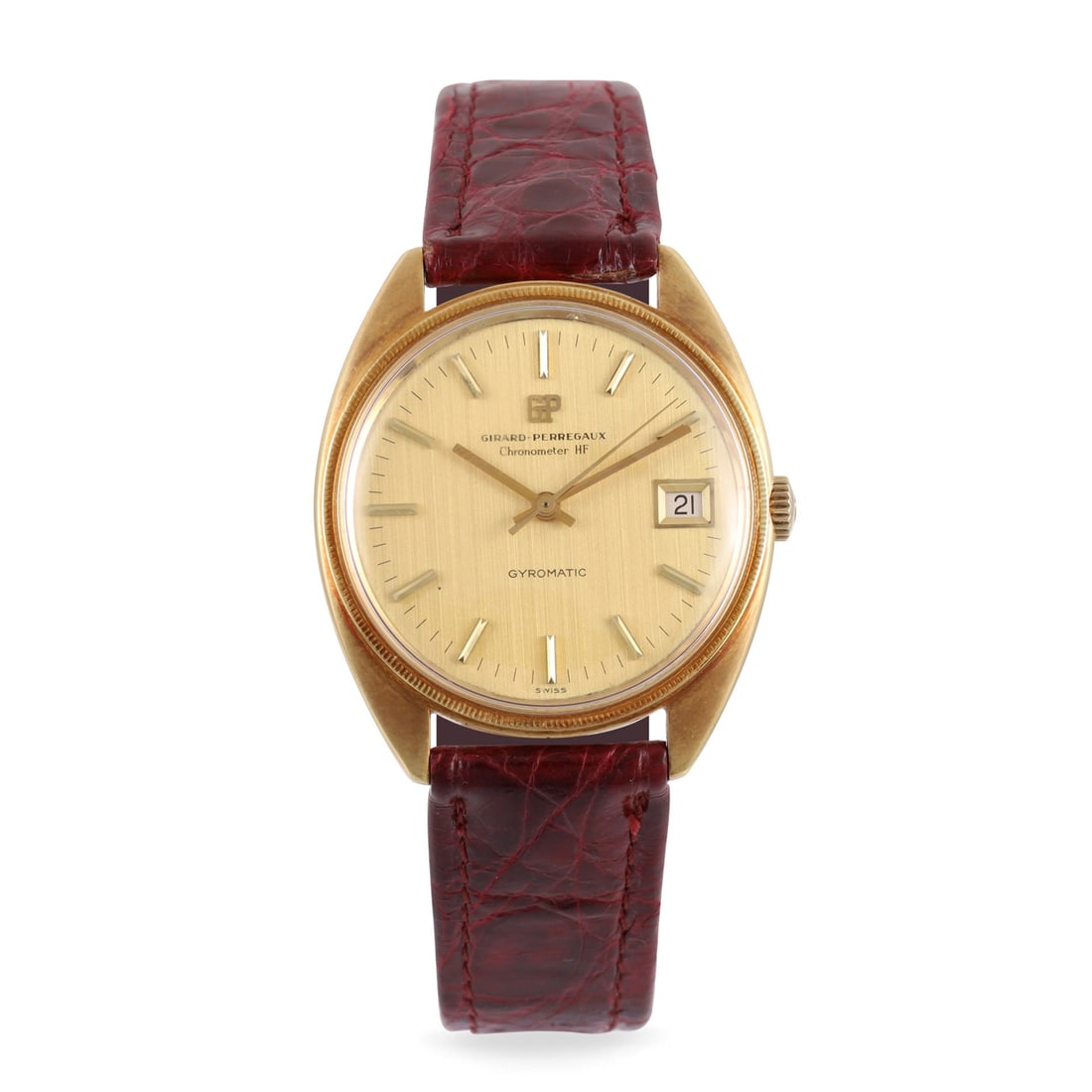Girard Perregaux: Girard Perregaux Ref: 'Gyromatic Chronometer HF' Fine, self-winding, 18K yellow gold wristwatch with date Made circa 19767. Accompanied by the original box and Guarantee DIAM: 35 mm