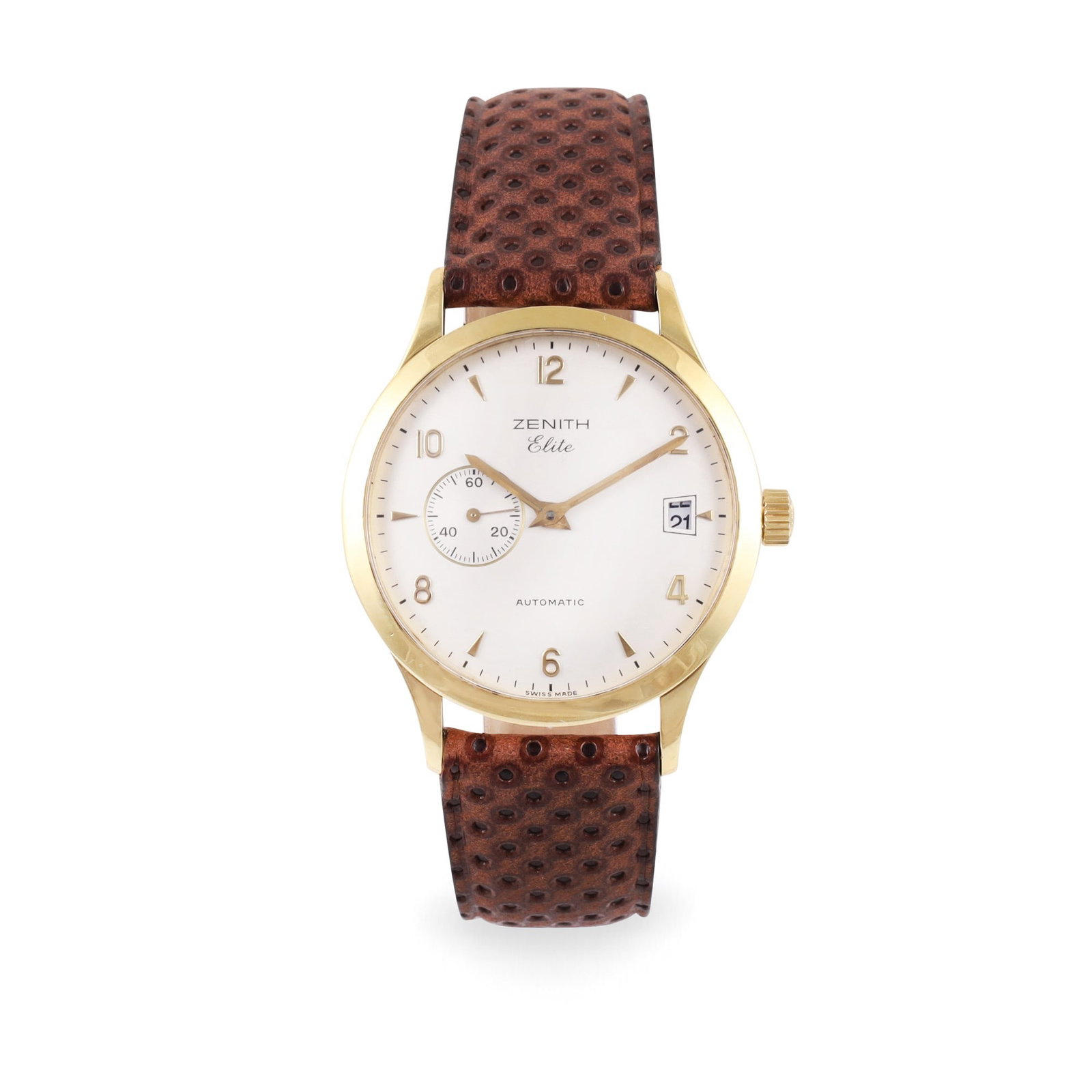 ZENITH: ZENITH Ref: 'Elite' Fine and elegant, self-winding, 18K yellow gold wristwatch with original gold plated buckle Made in 1994 DIAM: 37 mm