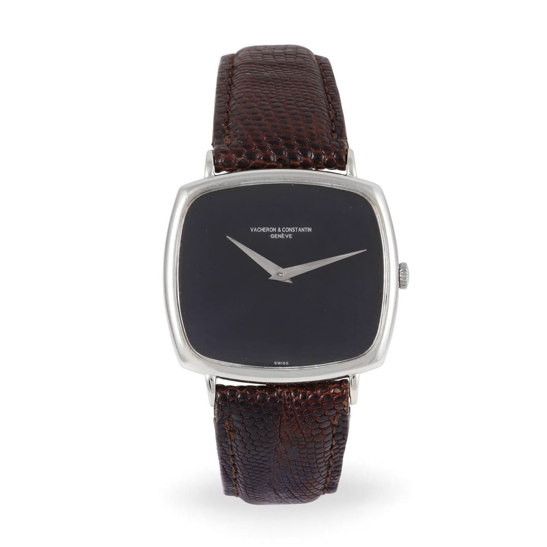 VACHERON CONSTANTIN: VACHERON CONSTANTIN Fine, 18K white gold wristwatch with gold buckle Made circa 1970, case and movement signed DIM: 34 x 37 mm