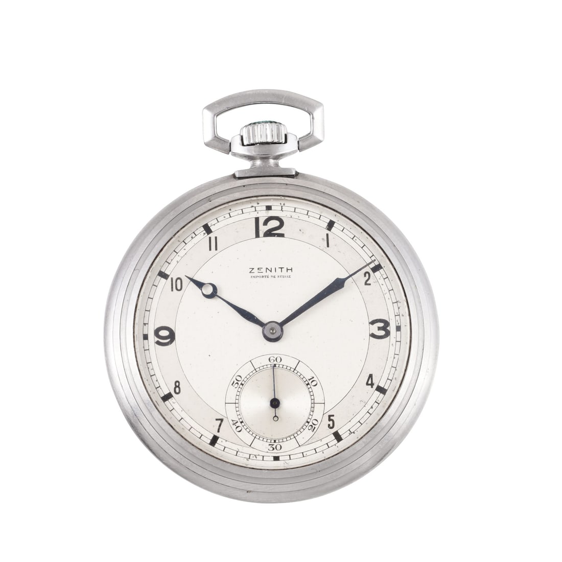 Zenith: Zenith Fine, stainless steel pocket watch Made circa 1940 DIAM: 46 mm