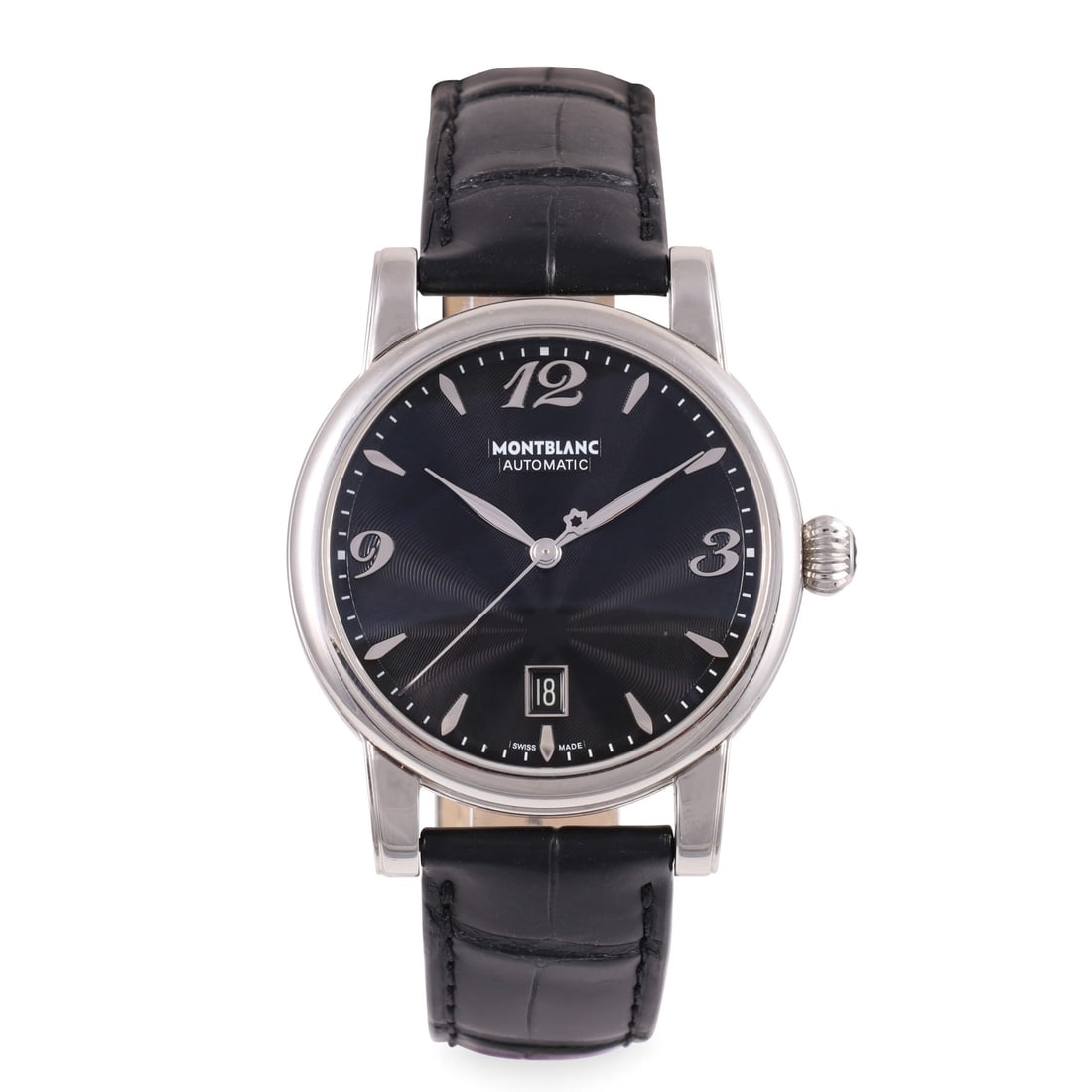 Montblanc: Montblanc Ref: 105895, 'Meisterstuck', No. 7190 Fine, self-winding, stainless steel wristwatch with date and original deployant clasp Sold in 2010. Accompanied by the original box and Guarantee DIAM: