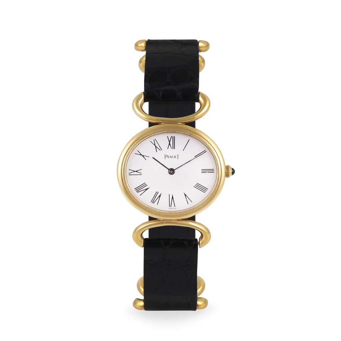 Piaget: Piaget Ref: 9802D Fine, 18K yellow gold wristwatch with original gold buckle with gold bracelet inserts Made circa 1980 DIAM: 27 mm