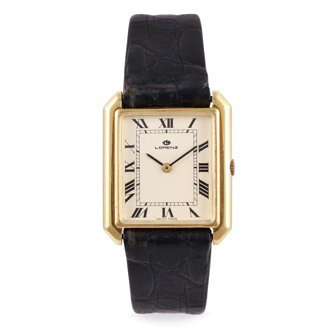 Lorenz: Lorenz Ref: 'Tank' Elegant, manual winding, 18K yellow gold wristwatch Made circa 1980 DIM: 26 x 31 mm