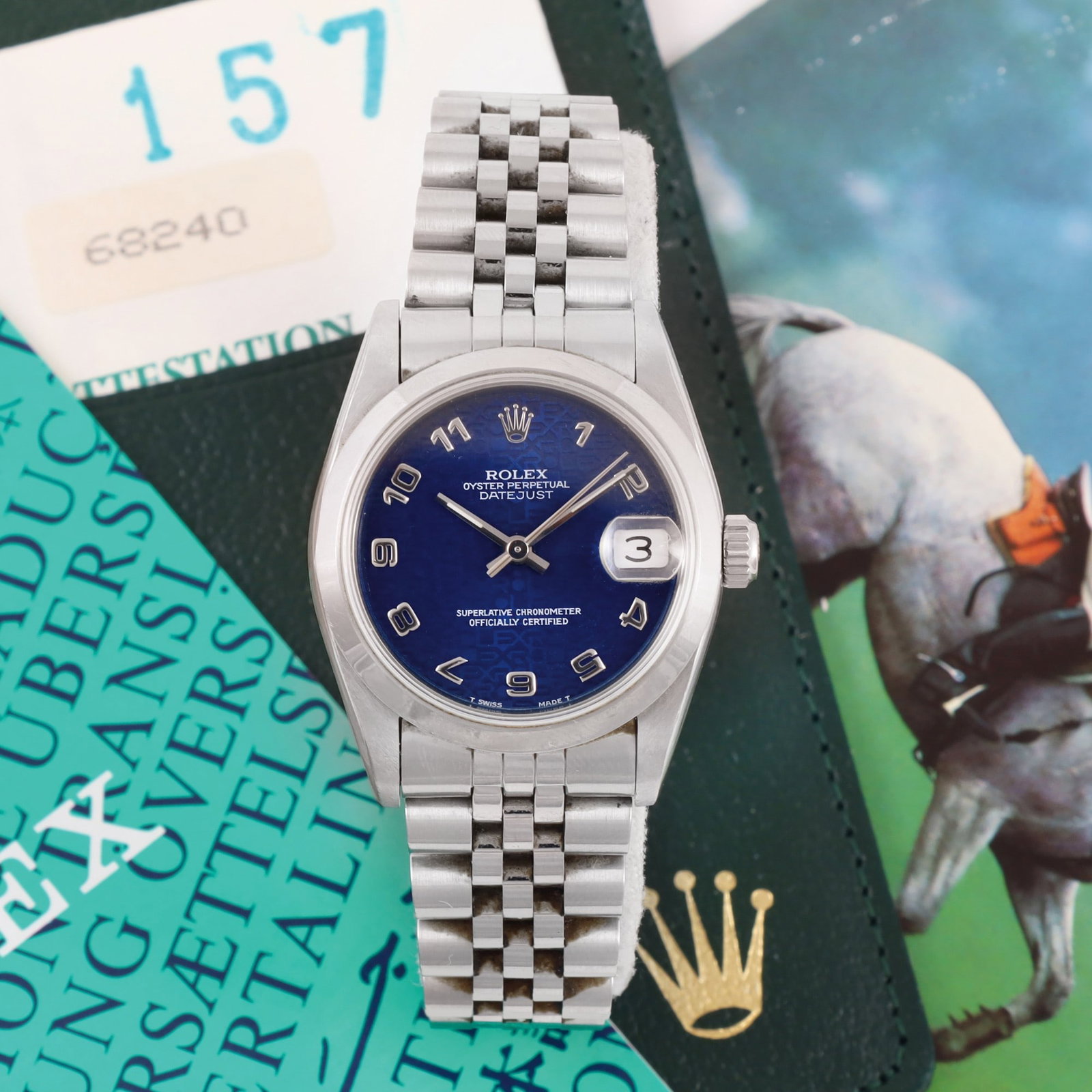ROLEX: ROLEX Ref: 68240, 'Datejust' Fine, self-winding, stainless steel wristwatch with date and steel 'Jubilee' bracelet with deployant clasp Sold in 1994. Accompanied by the original box, Guarantee,