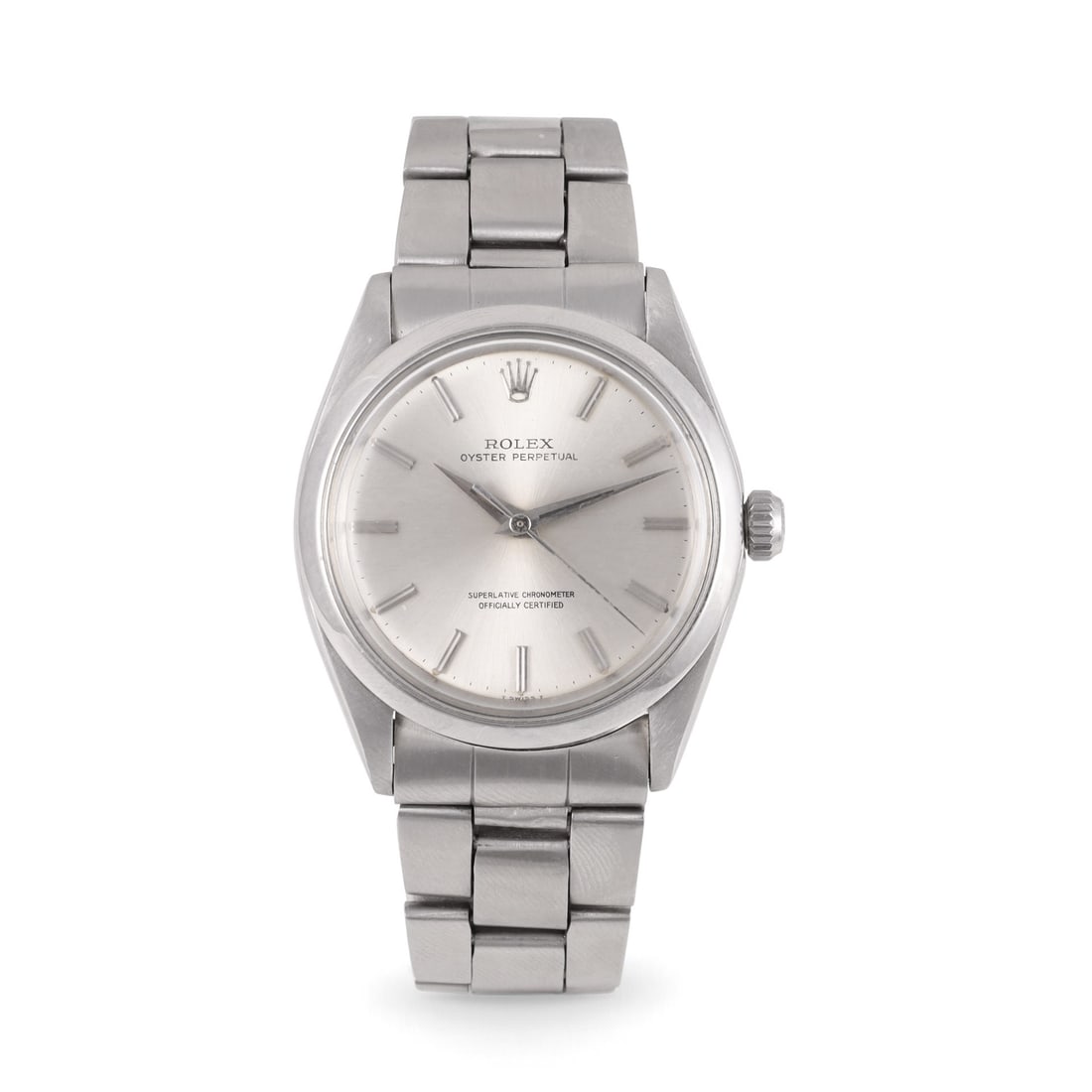 Rolex: Rolex Ref: 1002, 'Oyster Perpetual' Fine, self-winding, stainless steel wristwatch with Oyster bracelet Ref. 7835/19 and deployant clasp Made in 1965 DIAM: 34 mm