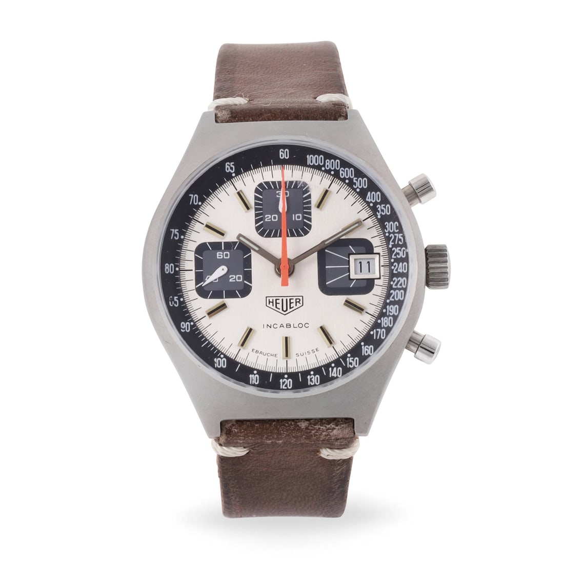 HEUER: HEUER Ref: 1611, 'Monnin' Fine, stainless steel chronograph wistwatch with date made circa 1979 DIAM: 38 mm