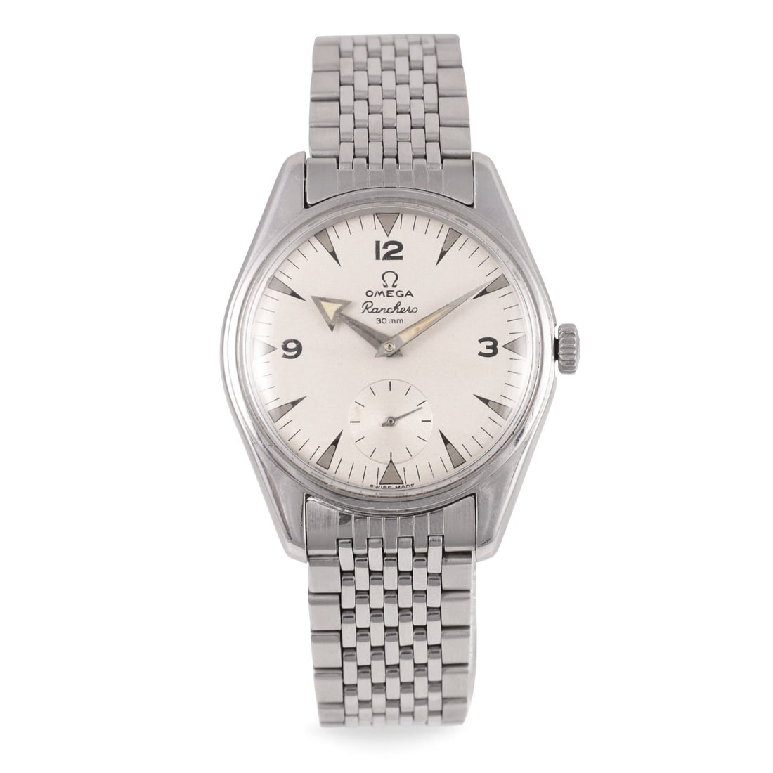OMEGA: OMEGA Ref: 2990-1, 'Ranchero' Fine, stainless steel wristwatch Made circa 1960, movement No. 17.034xxx, cal. 267 Dial, case and movement signed and numbered DIAM: 36 mm