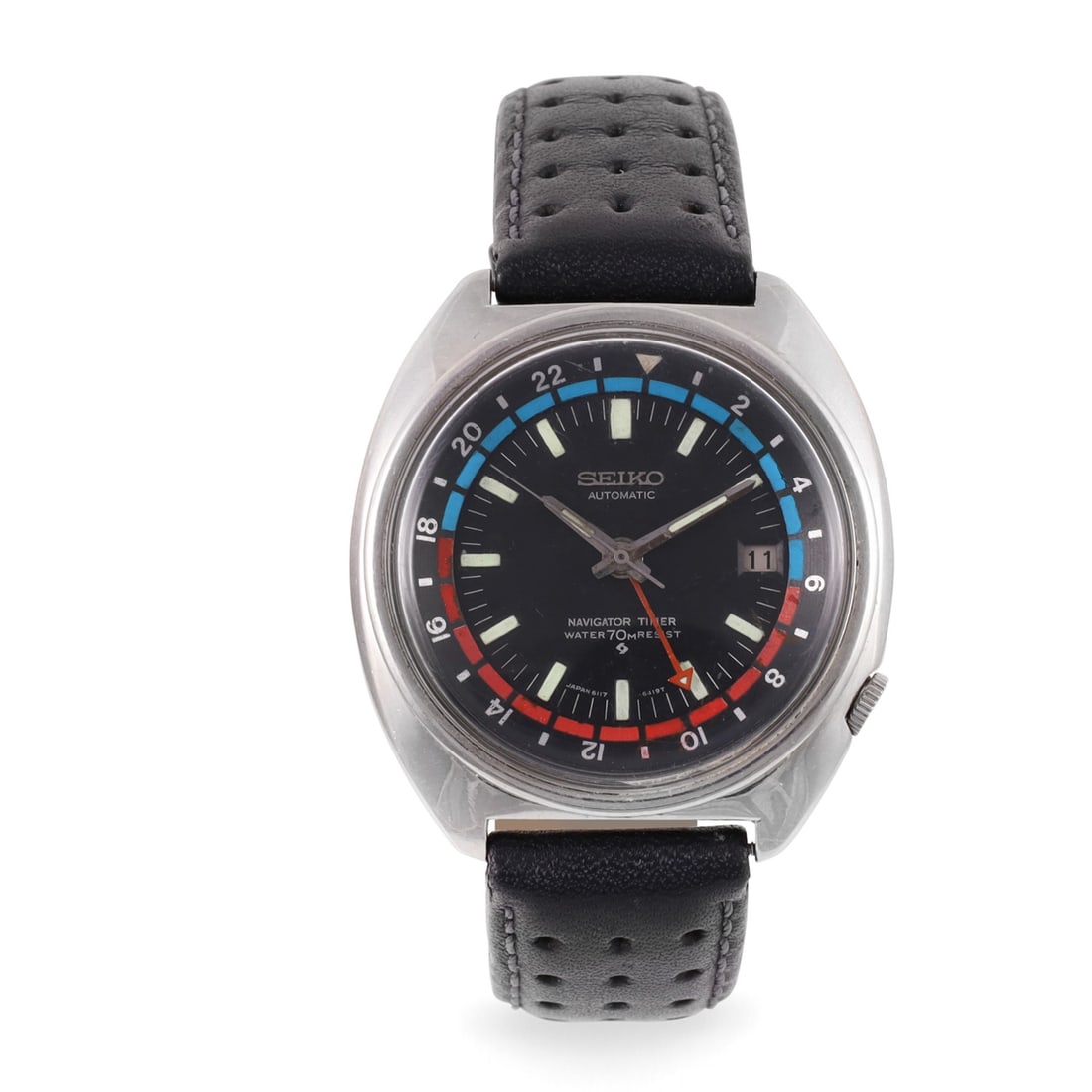 SEIKO: SEIKO Ref: 6117-6410, 'Navigator' Fine, self-winding, steel wristwatch with 24 hour indication and date Made in 1972 DIAM: 40 mm