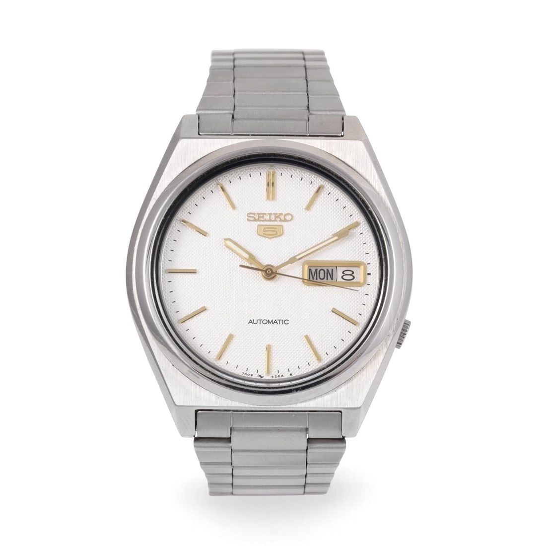 SEIKO: SEIKO Ref: 7009-876A Fine, self-winding, stainless steel wristwatch with day/date and original bracelet with deployant clasp Made circa 1980 DIAM: 37 mm