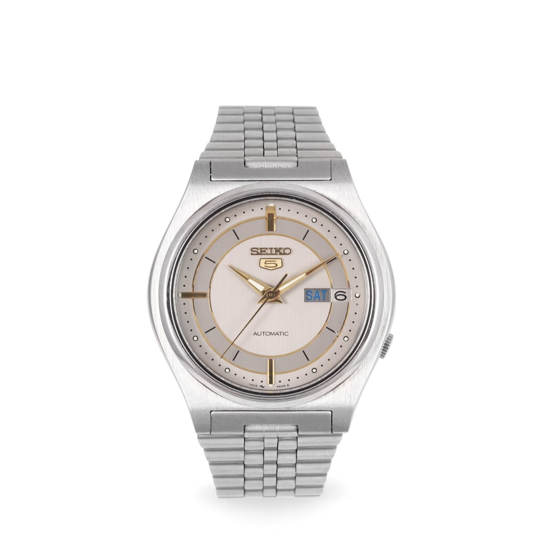 SEIKO: SEIKO Ref: 7009-3170 Fine, self-winding, stainless steel wristwatch with day/date and original bracelet Made circa 1980 DIAM: 37 mm