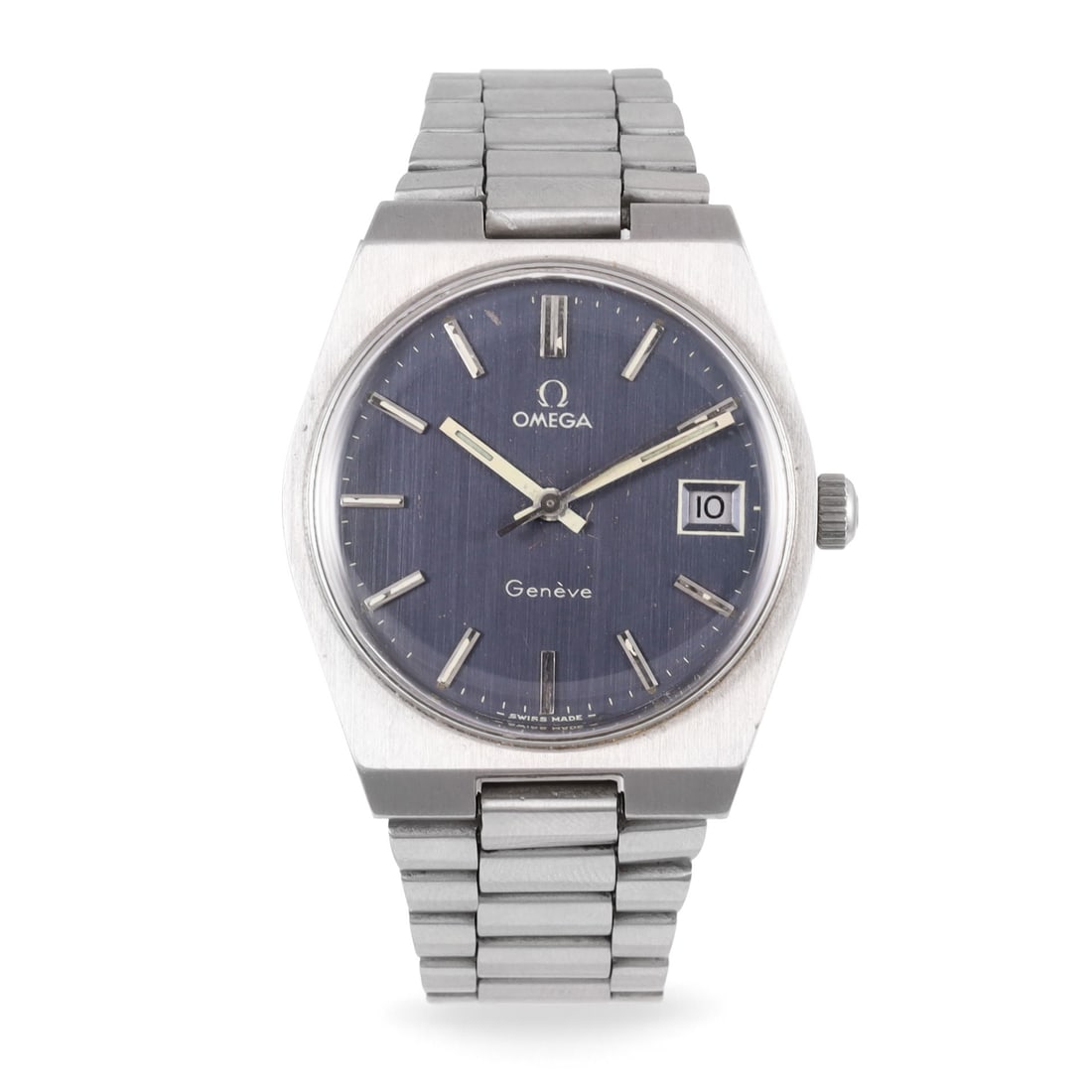 OMEGA: OMEGA Ref: 1360050 Fine, manual winding, stainless steel wristwatch with date and steel bracelet with original deployant clasp Made in 1972 DIAM: 35 mm