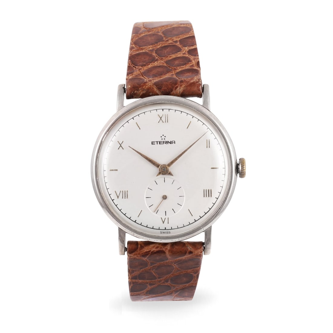 Eterna: Eterna Fine and large, steel and chrome plated wristwatch Made circa 1960, case and movement signed DIAM: 37 mm Note: dial reprinted