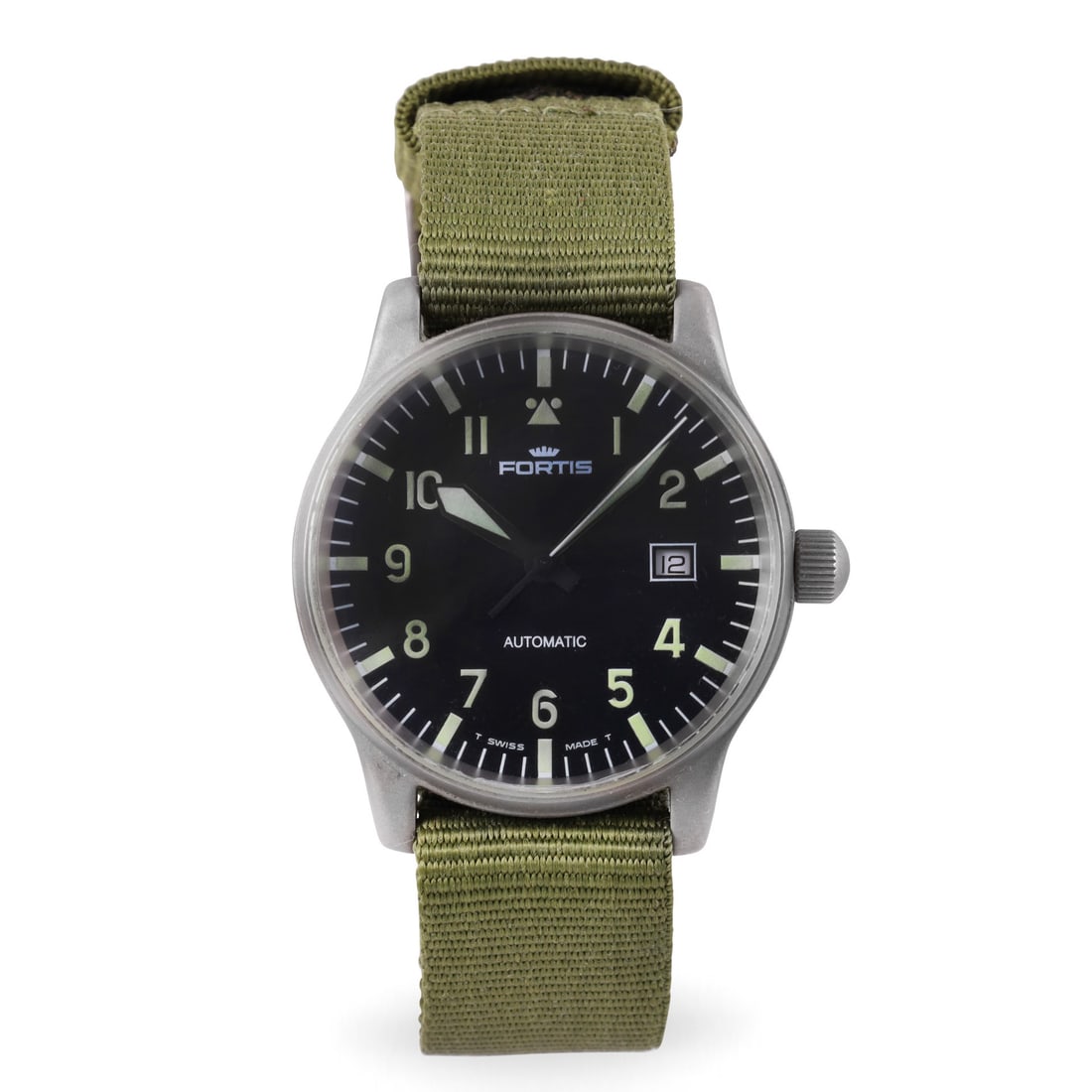 Fortis: Fortis Ref: 5951046, 'Pilot' Fine, self-winding, stainless steel wristwatch with date and original buckle Made in 2000's DIAM: 40 mm Note: in very good condition