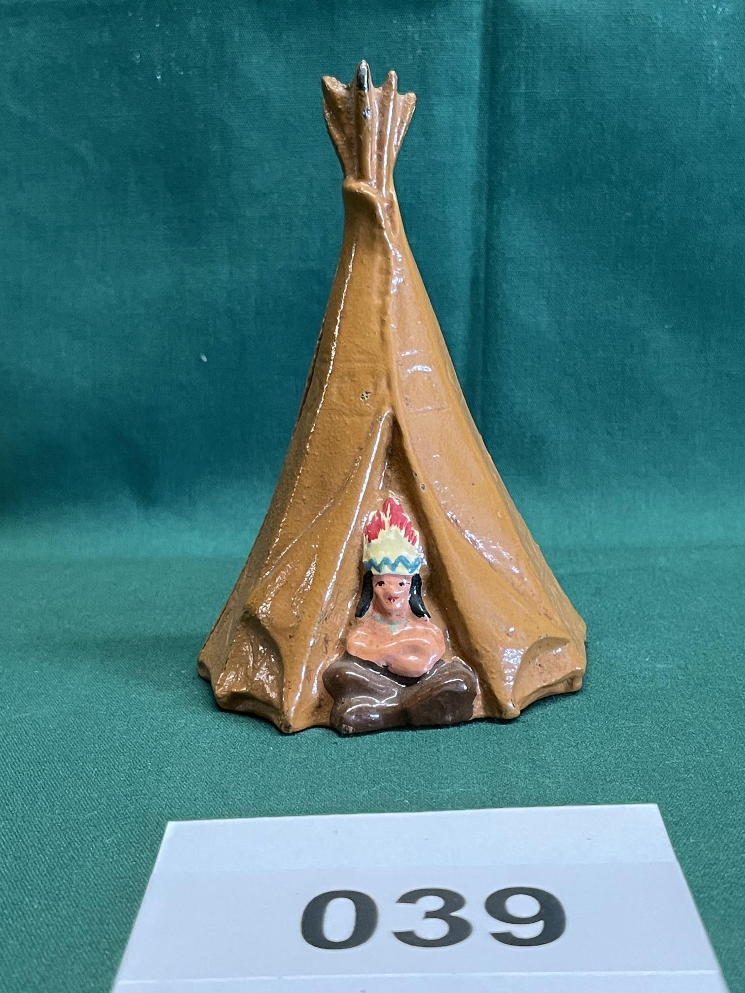 Cast Iron Tee Pee w/Chief Still Bank (1 of 4)