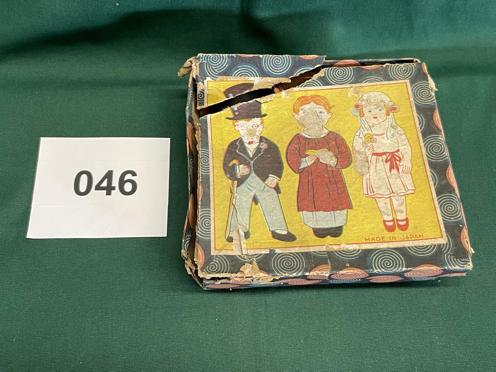 1930's Japan Wedding Cake Ceramic Toppers: Box shows some wear. Shipping is available.