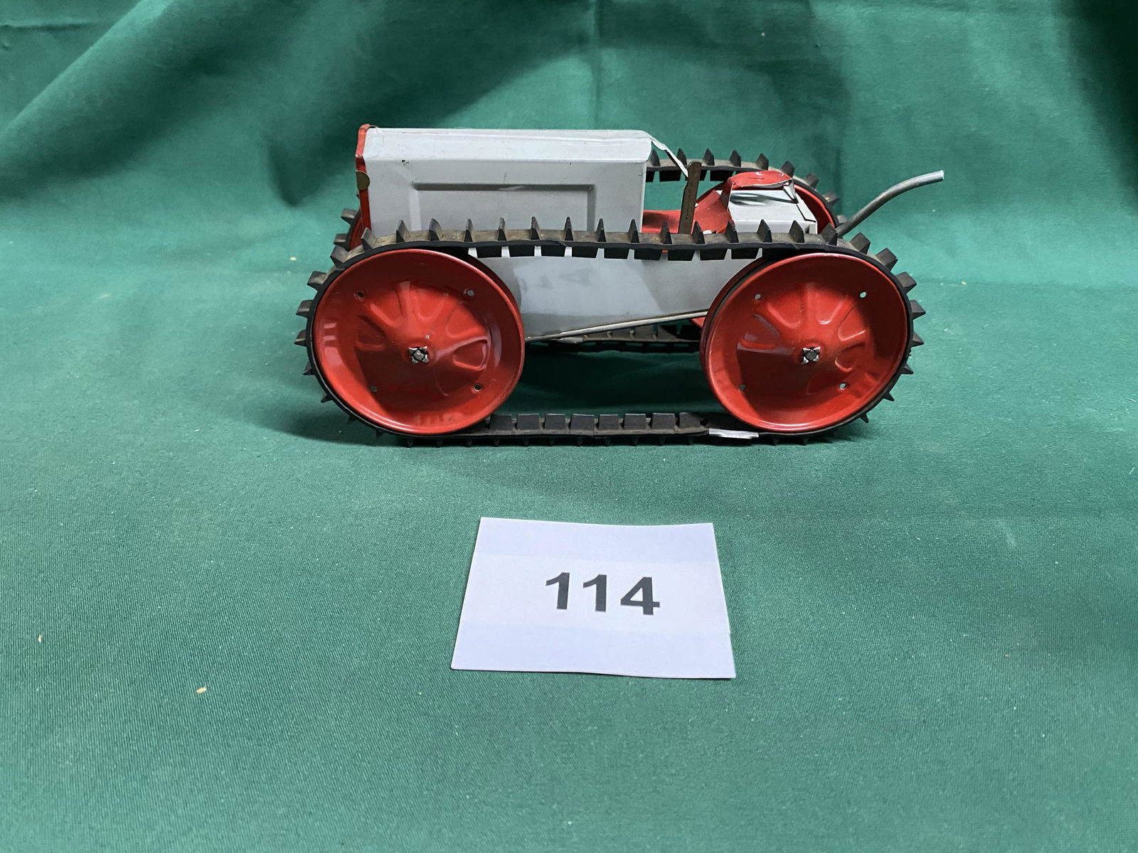 Painted Tin Wind Up Toy Tractor (1 of 3)