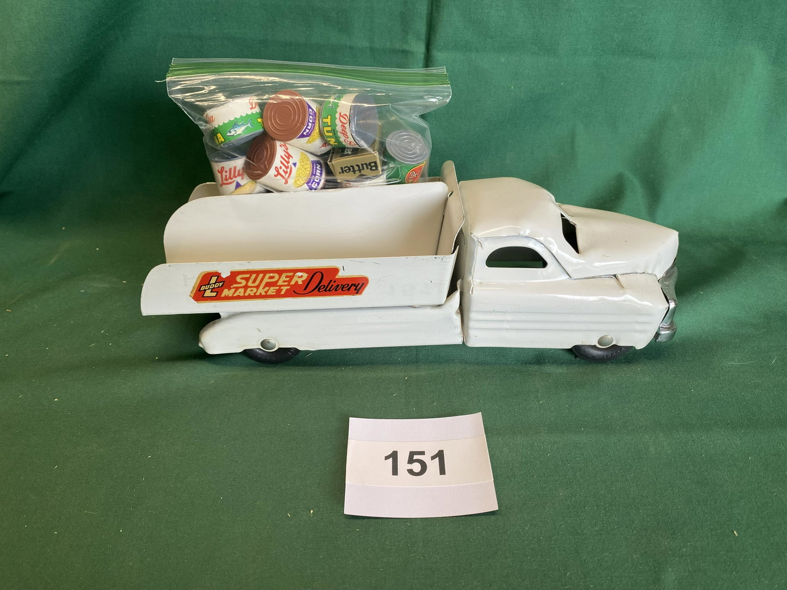 Buddy-L Supermarket delivery truck 1950's: Original paint old store stock. Scratch on left decal. Never Played with. Shipping is available.