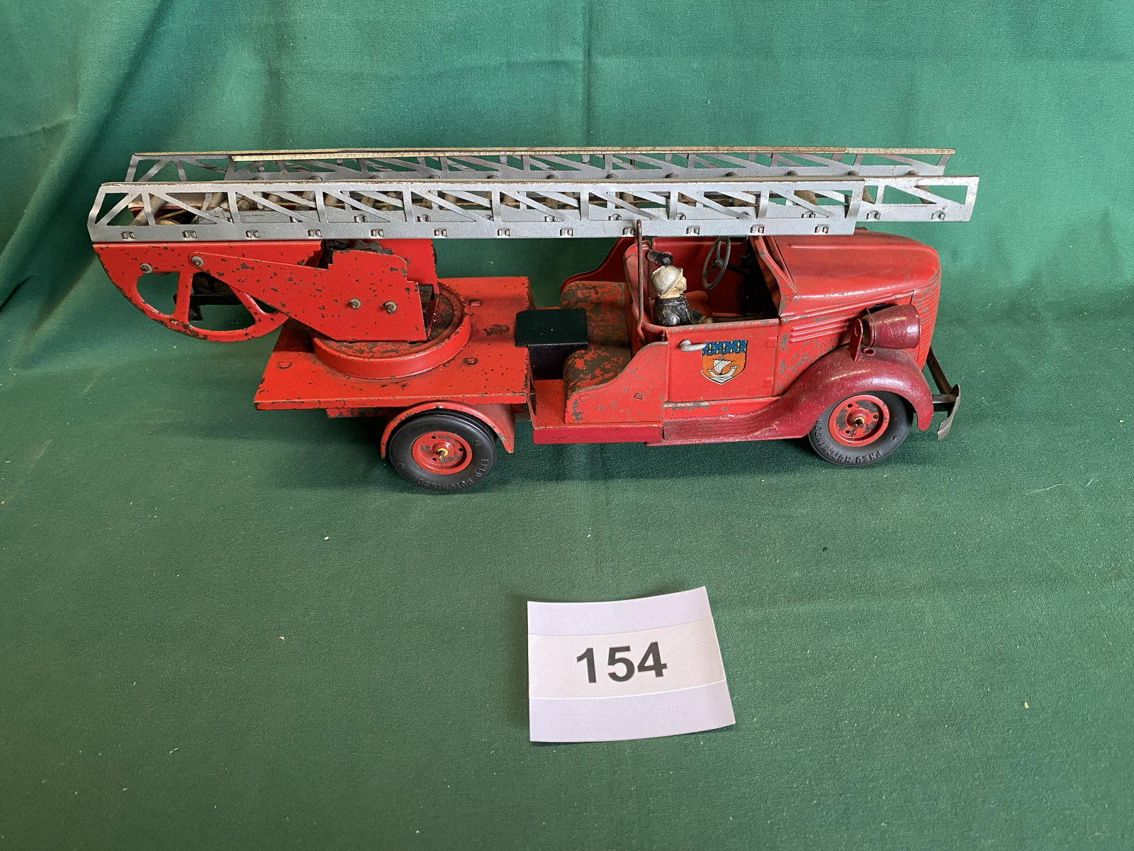 1939 Chevrolet Fire Engine Hutchinson Made in France: Very rare Ladder extends lifts and rotates. Fenders possible repainted played with. Shipping is available.