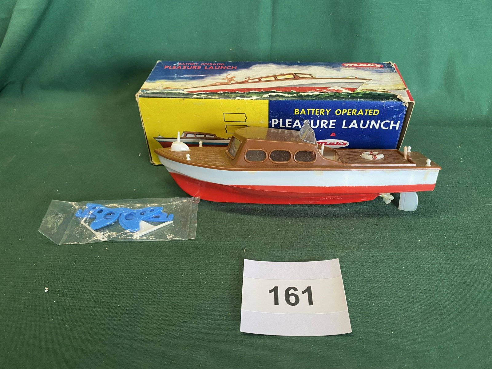 Maks Battery Operated Pleasure Launch 1960's: Old store stock. Never used. Missing one railing. Shipping is available.