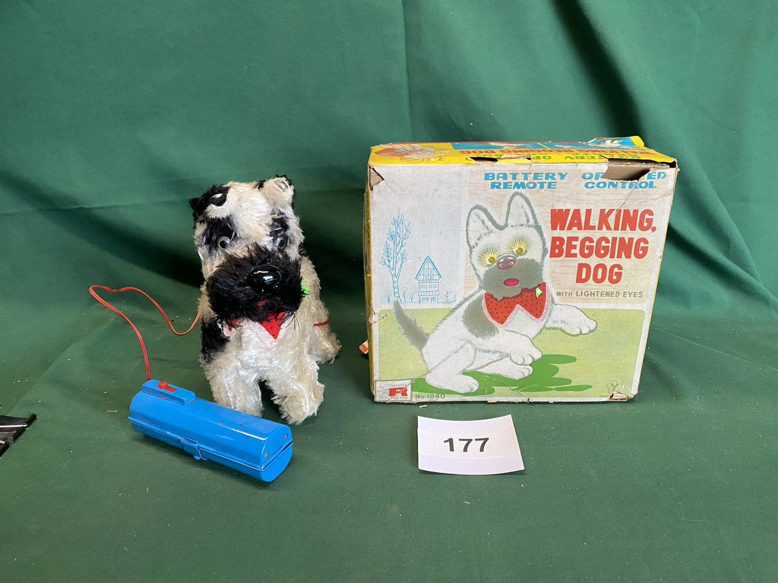 Walking Begging Dog with Lighting eyes. Rosko Remote: Store stock. Never had batteries. Rosko Remote Control. Shipping is available.