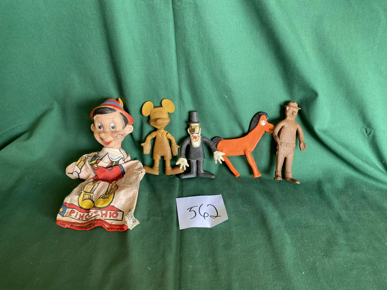 Pinocchio puppet and  4 rubber figures (1 of 10)