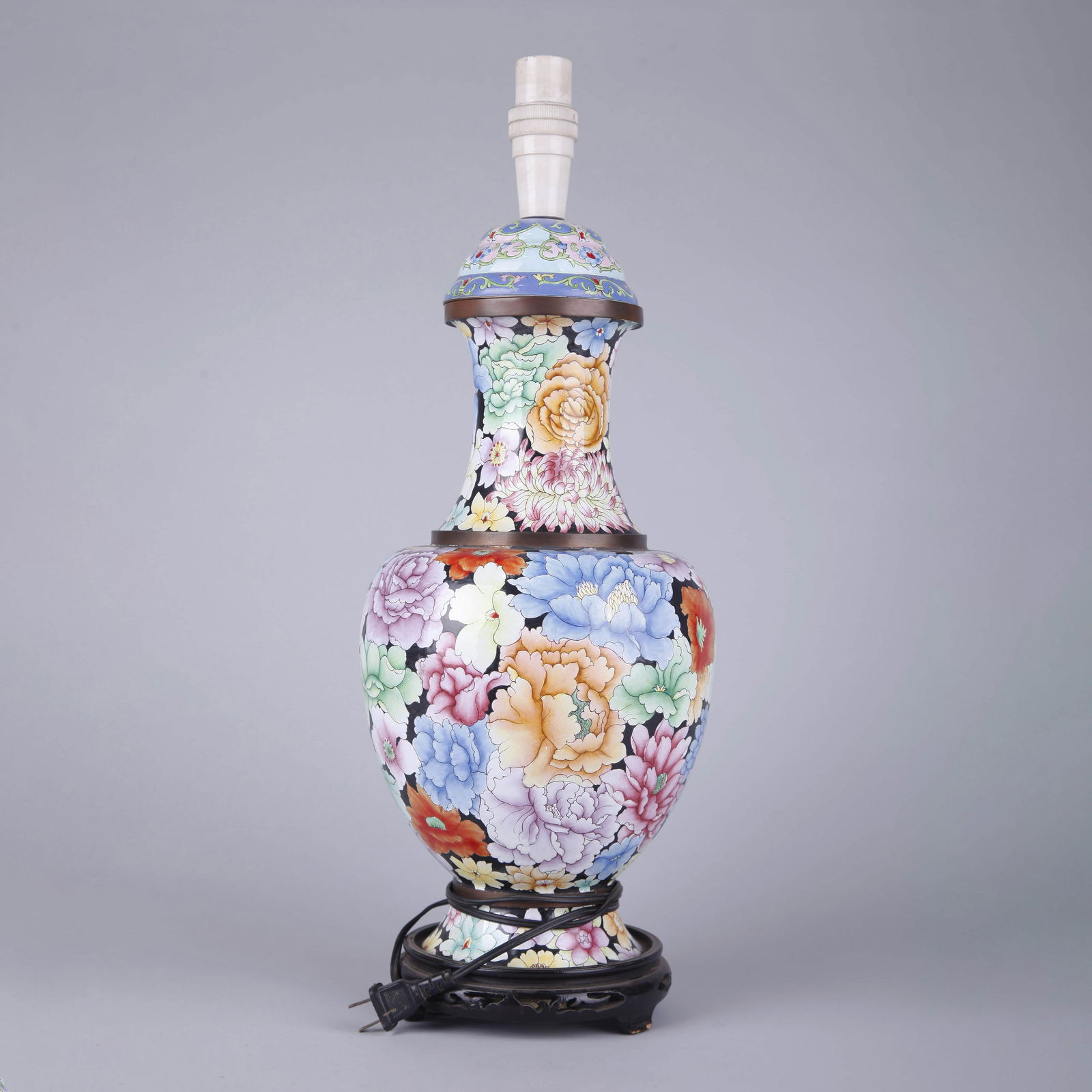 Bronze Enamel Flower Lamp Stick (1 of 8)