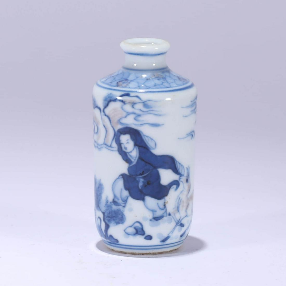 Underglazed-blue and Copper-red Glaze Figure Story Snuff Bottle (1 of 8)