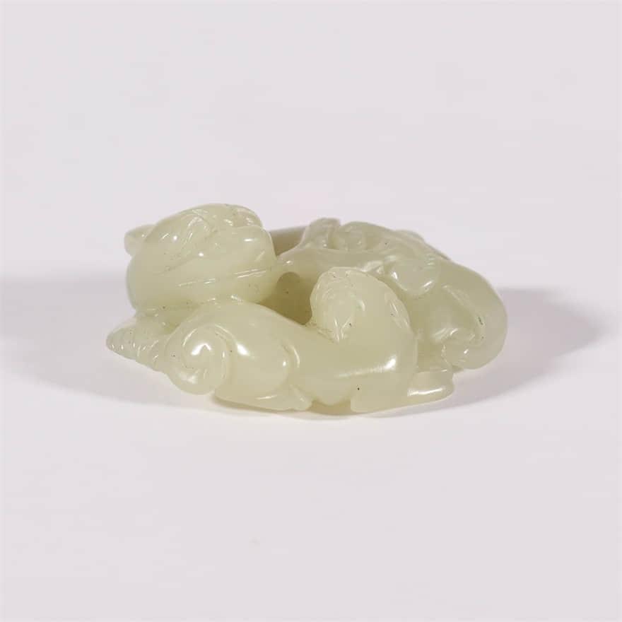 White Jade Beast Lingzhi-form Ornament (1 of 6)