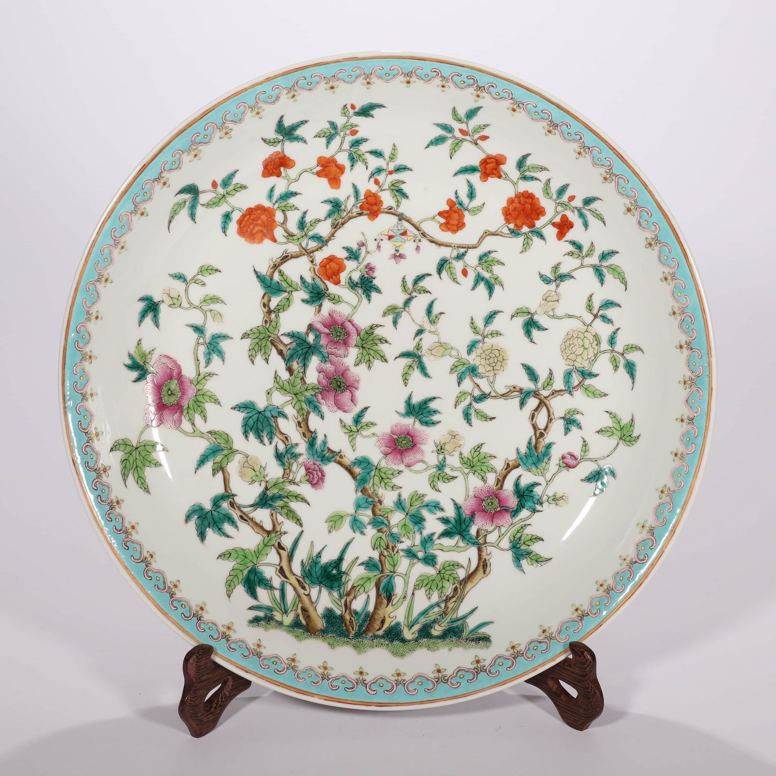 Large Famille Rose Flower Plate (1 of 7)