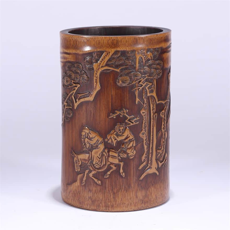 Carved Bamboo Figure Story Brush Pot (1 of 6)