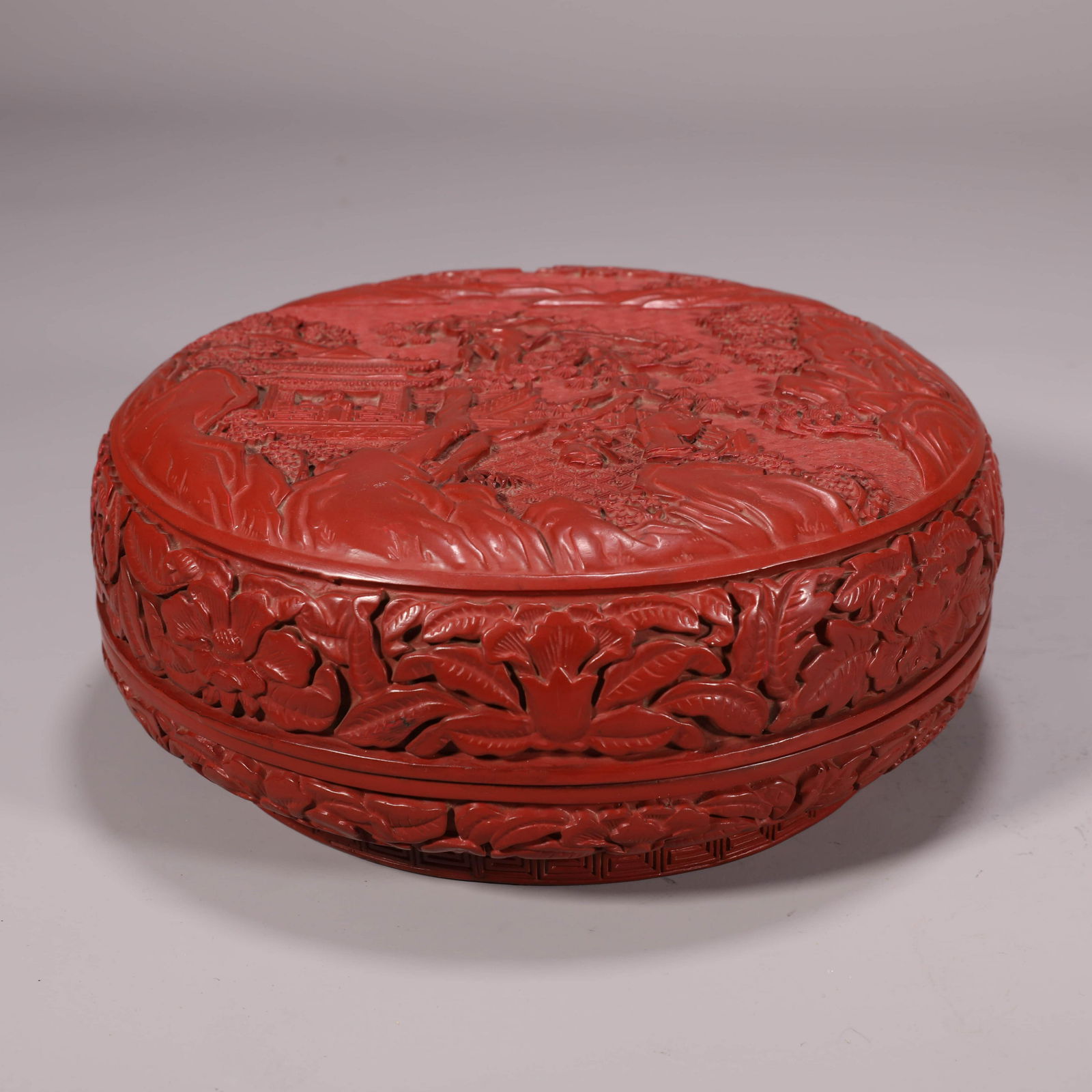 Carved Cinnabar Lacquer Landscape Figure Story Box and Cover (1 of 6)