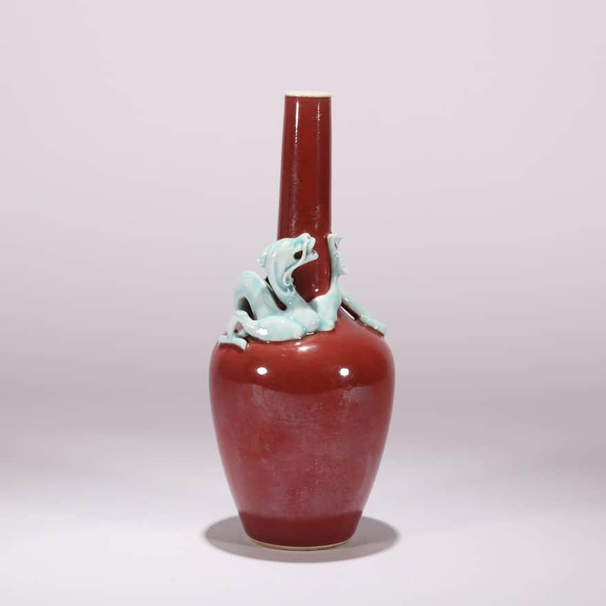 Applique Decorated Red Glaze Chi-Dragon Vase (1 of 8)
