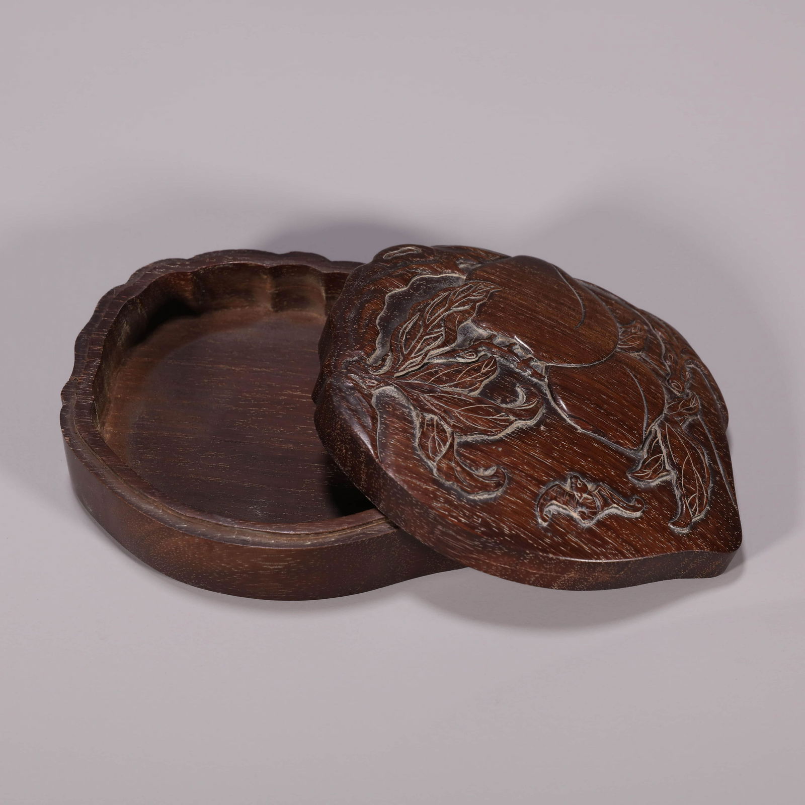 Carved Wood Fortune&longevity Peach-form Box and Cover (1 of 6)
