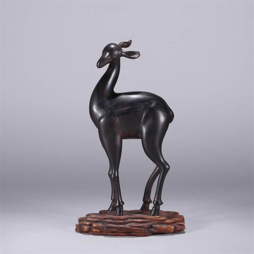 Carved Wood Deer Ornament With Stand (1 of 9)