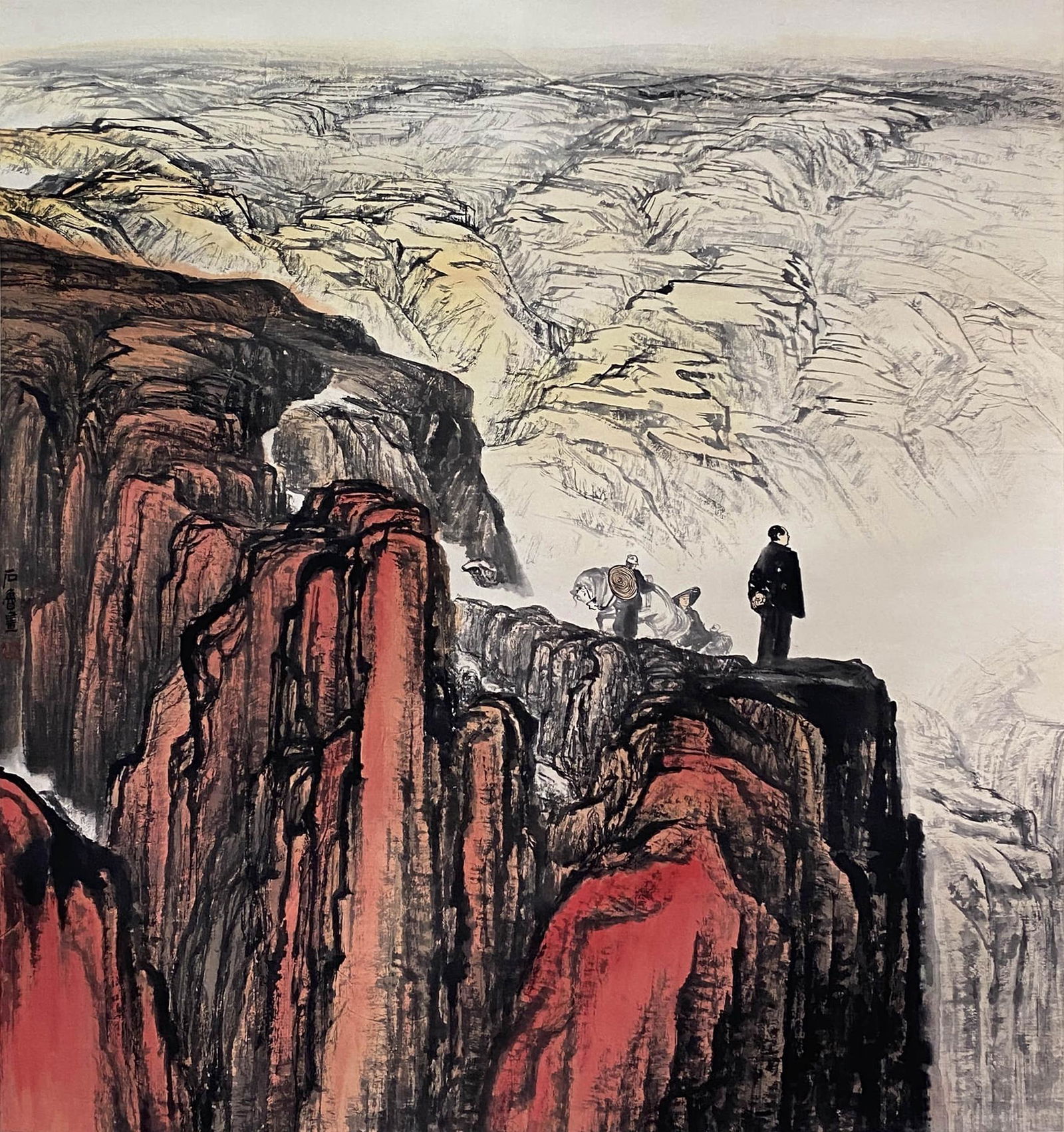 Chinese Landscape Painting Paper Scroll, Shi Lu Mark (1 of 9)